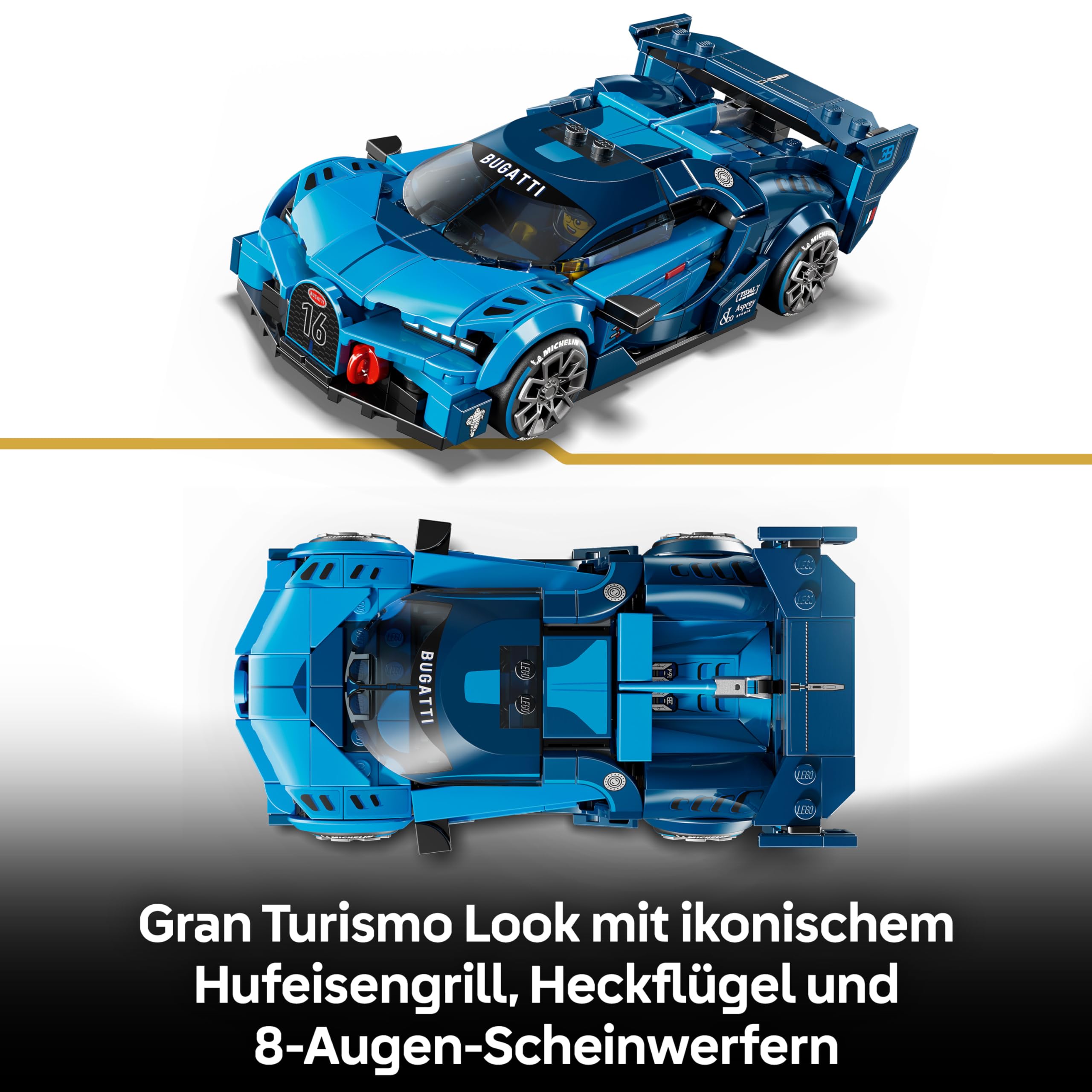 LEGO Speed Champions Bugatti Vision Gran Turismo Hypersportwagen - Modellbau mit sammelbarer Fahrer Minifigur - Gaming Geschenkidee für Jungen ab 9 Jahren und Motorsportfans - 77253 3