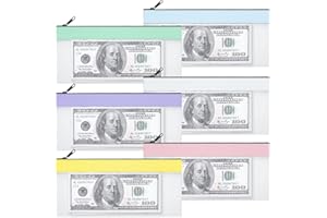 WSICSE 6 Pieces Money Bags with Zipper, Cash Envelopes 7.8×3.9 Inch, 6 Colors Money Pouch Clear Bank Deposit Xmas Coin Bag for Multi-Purpose Check Wallet Collectors