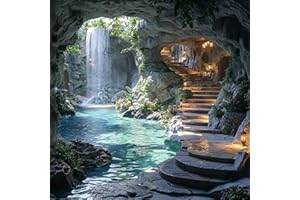 CSZPPQAF 5D Diamond Painting Kits for Adults, Cave Landscape with Waterfall Diamond Art Kits for Adults Beginners,DIY Full Drill Gem Art Paint by Diamonds Dot Crafts Kits for Home Decor 13.78x13.78 Inch