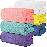 VitalCozy Set of 6 Large Bath Towels for Bathroom 28 x 55 Inches Soft Absorbent Shower Towels Bulk for Daily Use Gym Beach Pool Hotel (Light Color)