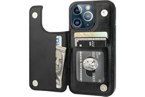 ONETOP Compatible with iPhone 13 Pro Wallet Case with Card Holder, PU Leather Kickstand Card Slots Case, Double Magnetic Clasp Durable Shockproof Cover 6.1 Inch(Black)