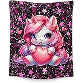Unicorn Blanket Kids Blanket for Girls 6-8 Gift for Unicorn Lovers, Cozy Warm Flannel 50 x 40 Inches Throws for Sofa Trip Chair Bed Room