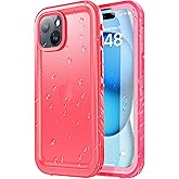 SPORTLINK for iPhone 15 Case Waterproof - Built in Screen Protector [IP68 Underwater][6.6FT Military Dropproof][Dustproof][Shockproof] Full Body Protective Phone Case 6.1" Pink
