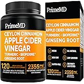 5-in-1 Ceylon Cinnamon with Turmeric Supplements (2355mg) - Cinnamon Capsules with Apple Cider Vinegar and Panax Ginseng - Ci
