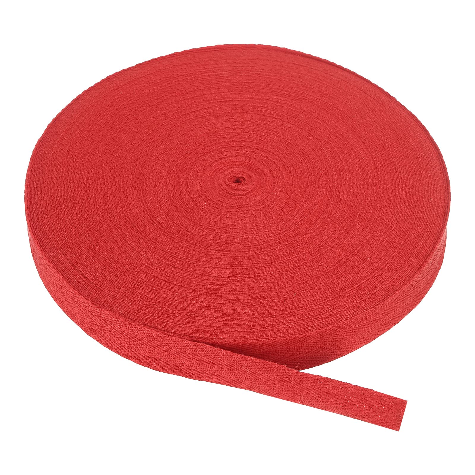 PATIKIL Cotton Twill Tape 20mm(3/4 Inch) 50 Yards Cotton Ribbon Bias Binding Tape Herringbone Webbing Trim for Sewing Gift Wrapping Craft DIY Bright Red — image 1
