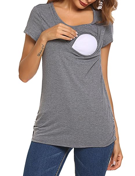 Unibelle Still-Shirt/Umstandstop, Schwangeres Stillen Nursing Schwangerschaft Top Umstandsmode Lagendesign Wickeln-Schicht
