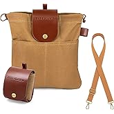 TIEFUMYO Foraging Bag Waxed Canvas Outdoor Camping Foraging Pouch Water Resistant Collapsible Brown Mushroom Bushcraft Belt Tool Bag for Travel Hiking Backpacking