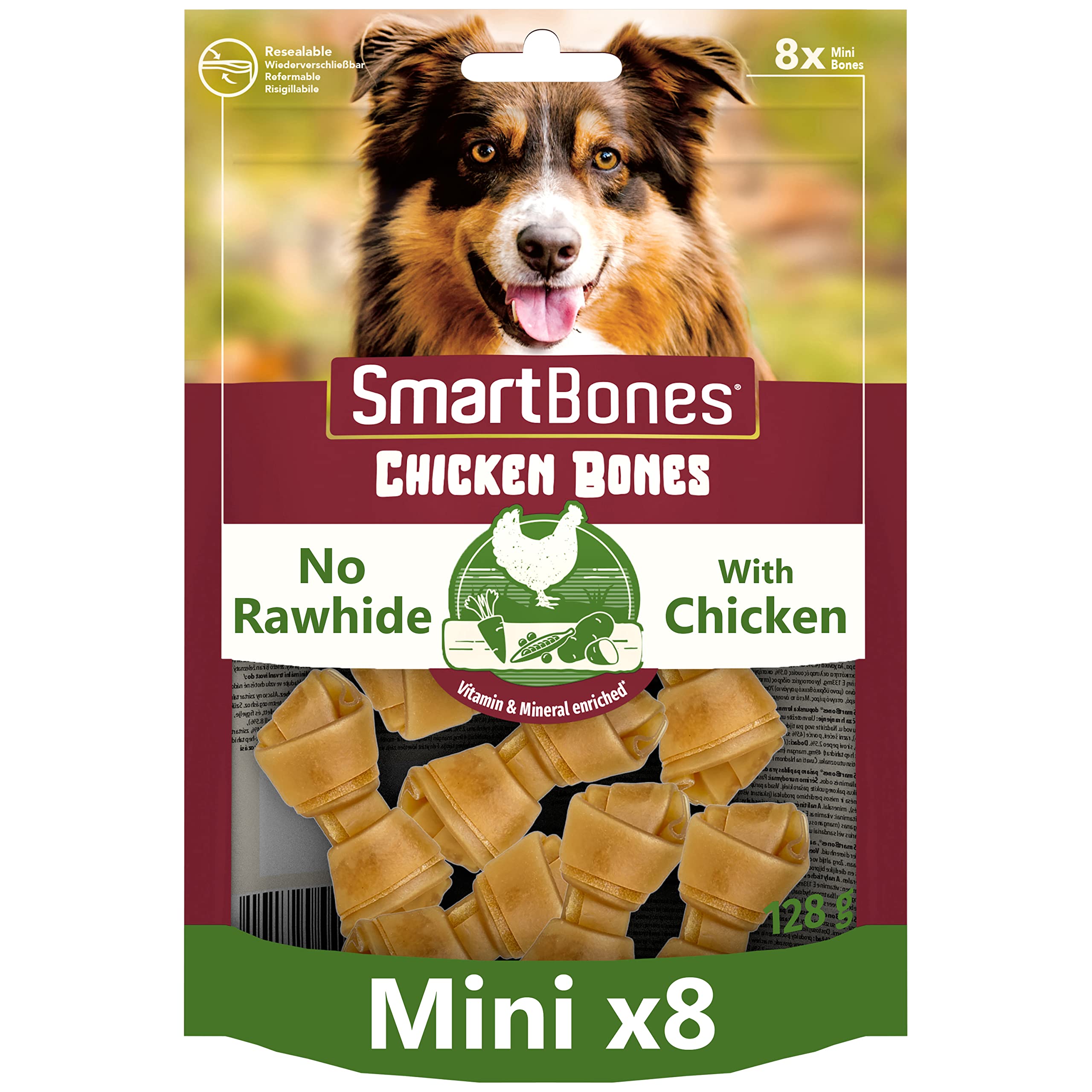 Smartbones 8 Mini Chicken Bones Rawhide Free Chew Dog Treats