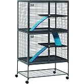 Critter Nation by MidWest Double Unit Small Animal Cage | Habitat for Rats, Chinchillas, Ferrets &amp; Sugar Gliders, Tool-Free Assembly, Full-Width Doors, Shelves &amp; Removable Base Pans