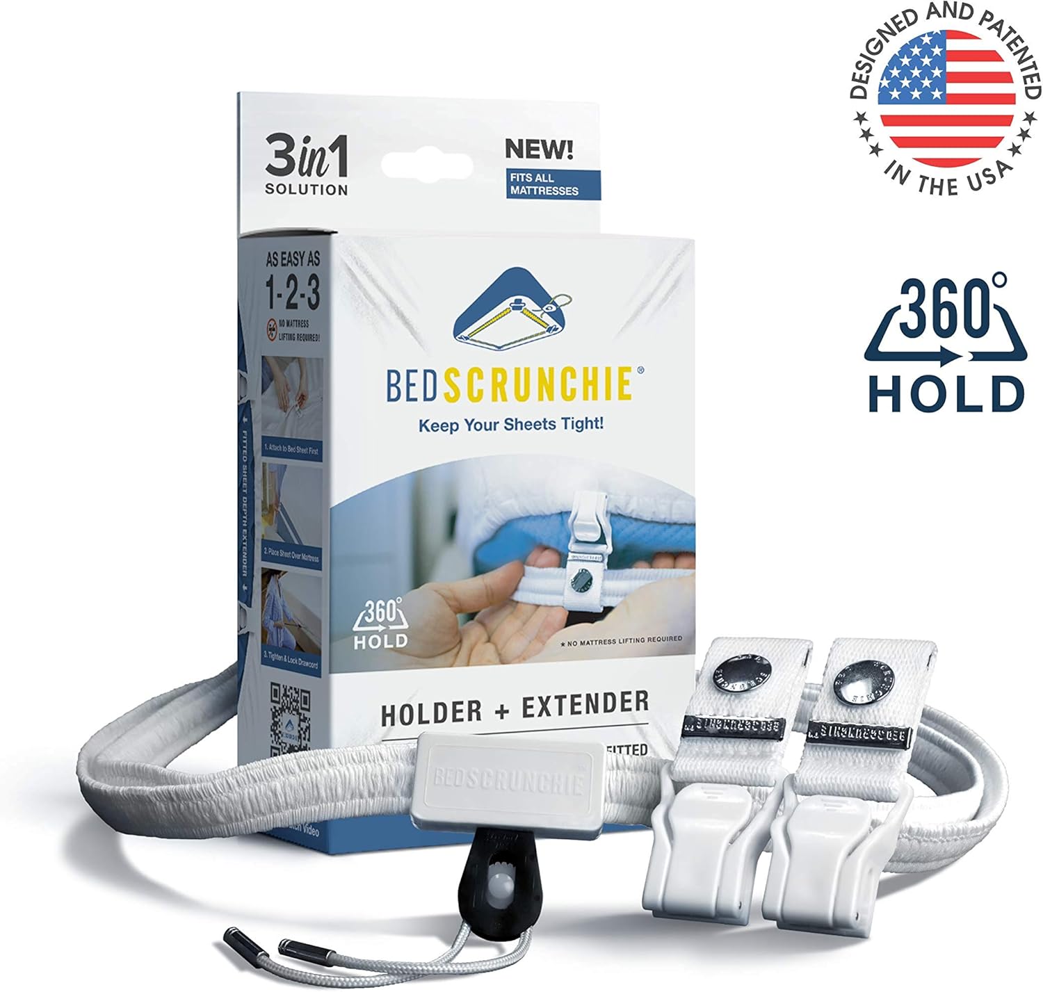 BED SCRUNCHIE Sheet Holder Straps - Heavy Duty Gripper Clips - Strengthened Parachute Cord - 360 Degree Bed Sheet Tightener - Strongest and Effective Extender - Ideal for All Mattress Sizes: Home & Kitchen