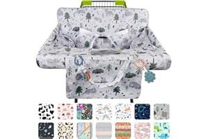 Polovillae Shopping Cart Cover for Baby 2-in-1 High Chair Cover with Safety Harness Multifunctional Grey Pattern Cart Covers for Babies Soft Padded Grocery Cart Cover for Baby Boy Girl