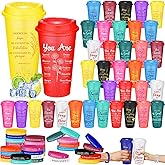 Pickmesh 72 Pcs Christmas Christian Gifts Bulk 16oz Reusable Christian Coffee Cups with Lids and Bible Verse Bracelets, Religious Inspirational Gifts for Thanksgiving Christmas Church Party Favor