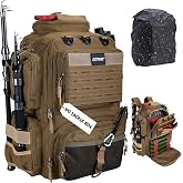 Goture Fishing Tackle Backpack with 2 Rod Holders &amp; Rain Cover | 45L 900D Water-Resistant Gear Storage Large Tackle Bag, Bottle Holder, Pliers Pocket, for Camping Hiking