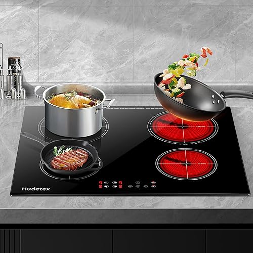 Electric Cooktop Burners, Touchscreen Control Built-in 24