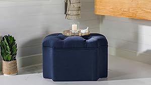Jennifer Taylor Home Melinda Tufted Ottoman, Midnight Blue