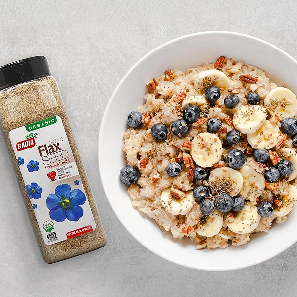 BADIA ORGANIC GROUND FLAX SEED, 16 OZ – SUPERFOOD HIGH IN FIBER & OMEGA-3, CERTIFIED ORGANIC, NON-GMO, BAKING, SMOOTHIES & COOKING
