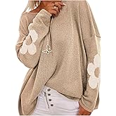 SOLY HUX Women's Plus Size Floral Sweater Long Sleeve Oversized Fall Knit Pullover Tops