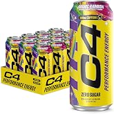 C4 Performance Energy Drink with Zero Sugar, Cosmic Rainbow, 12pk | 200mg caffeine and performance ingredients deliver explosive energy, endurance and focus.