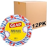 Glad Round Disposable Paper Plates, Lobster Waves Pattern - Strong, Sturdy, Soak Proof, and Microwavable Decorative Plates for Dinner and Everyday Use, 10 Inch, 50 Count - 12 Pack