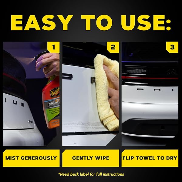 MEGUIAR’S HYBRID CERAMIC WATERLESS WASH & WAX – WATERLESS CAR WASH SPRAY WITH CERAMIC CHEMISTRY FOR A SLICK, PROTECTIVE BARRIER – NO-SCRATCH FORMULA FOR GLOSSY PAINT AND CERAMIC COATINGS, 24 OZ