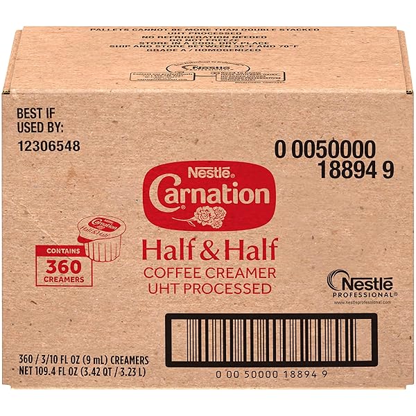NESTLE CARNATION COFFEE CREAMER HALF AND HALF, MADE WITH REAL DAIRY, 0.304 FL OZ TUBS (PACK OF 360)