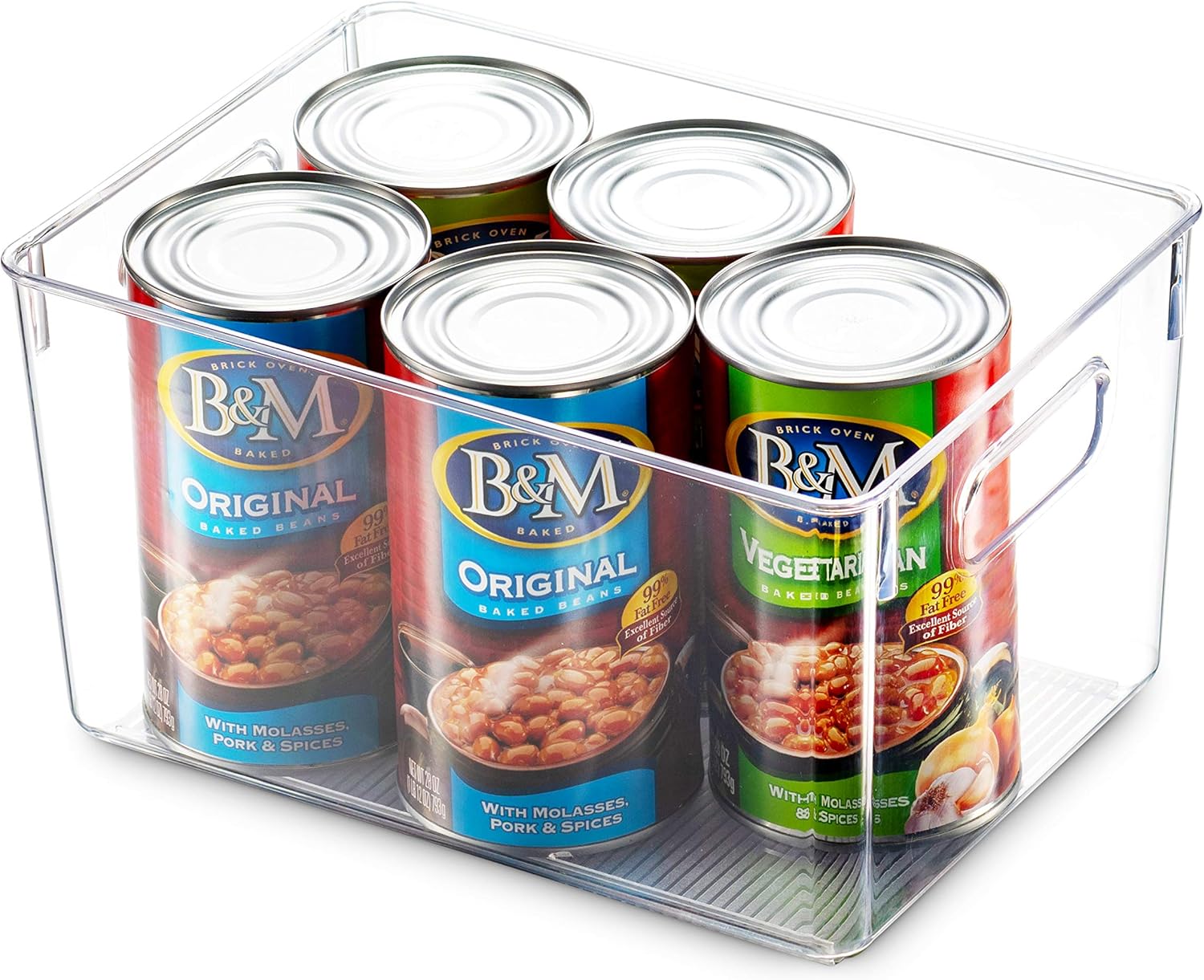 Set Of 4 Clear Pantry Organizer Bins Household Plastic Food Storage Basket with Cutout Handles for Kitchen, Countertops, Cabinets, Refrigerator, Freezer, Bedrooms, Bathrooms - 11" Wide: Kitchen & Dining