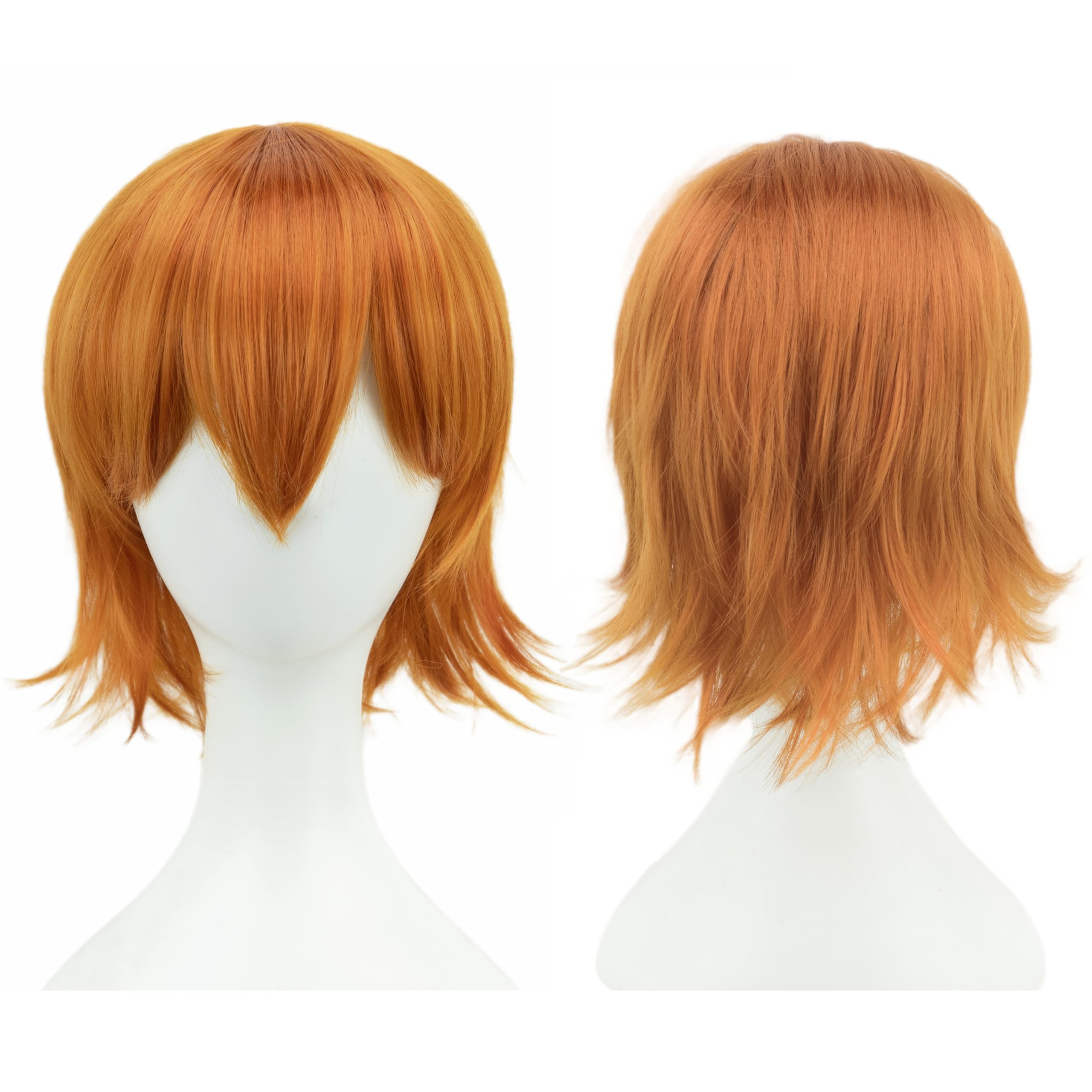 IMISSU Unisex Short Hair Party Wig with Bangs Halloween Costume Wigs (Orange)