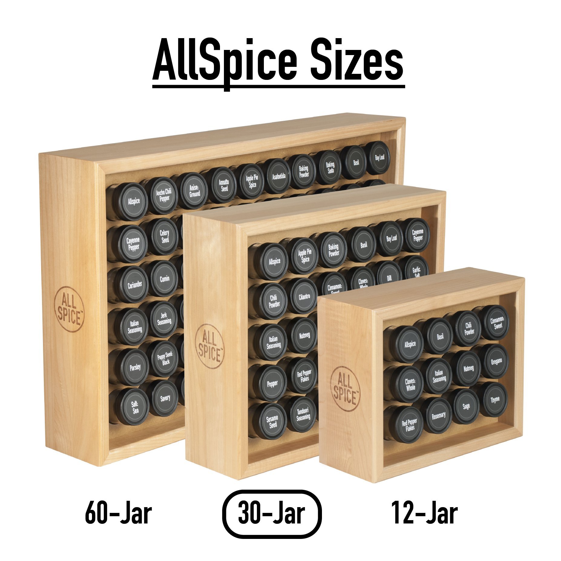 AllSpice Wooden Spice Rack, Includes 30 4oz Jars Maple Pricepulse