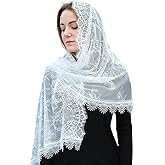 Mantveil Rectangular Church Veils for Women: Spanish Floral Lace Chapel Veil Scarf Mantilla Wrap Shawl Mass Head Covering