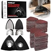 Oscillating Tool Sanding Pad Kit, 106Pcs Multi Tool Sanding Pads with 2 Triangle Sanding Pads, 2 Finger Sanding Pads, 100 Sandpaper Sheets, 60-240 Grit for Wood Metal Plaster Grinding Polishing