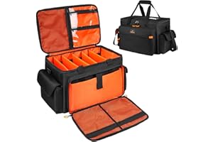 DJ Cable Bag, DJ Gig Bag with Laptop and Mic Pockets, Hard Bottom Pad & Multiple Storage, Professional DJ Equipment Organizer