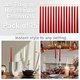 DECO EXPRESS Candles Set 15 Red Dripless Tapered Metallic 8 Hr Burn Time view 3
