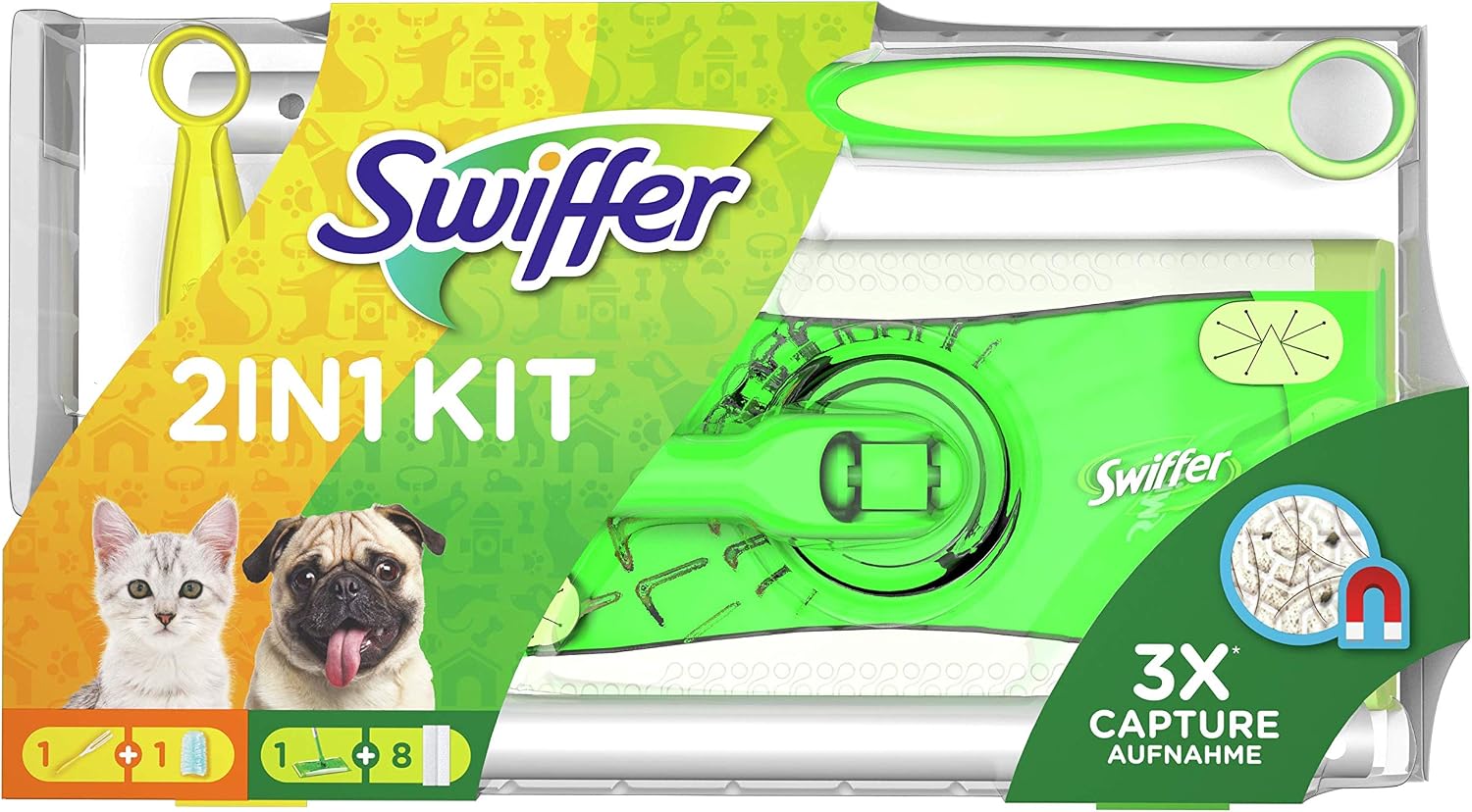 Swiffer Limited Edition Set (1 Floor Mop Plus 8 Basic Dusters Plus 1 Dust Magnet Plus 1 Cloth), White