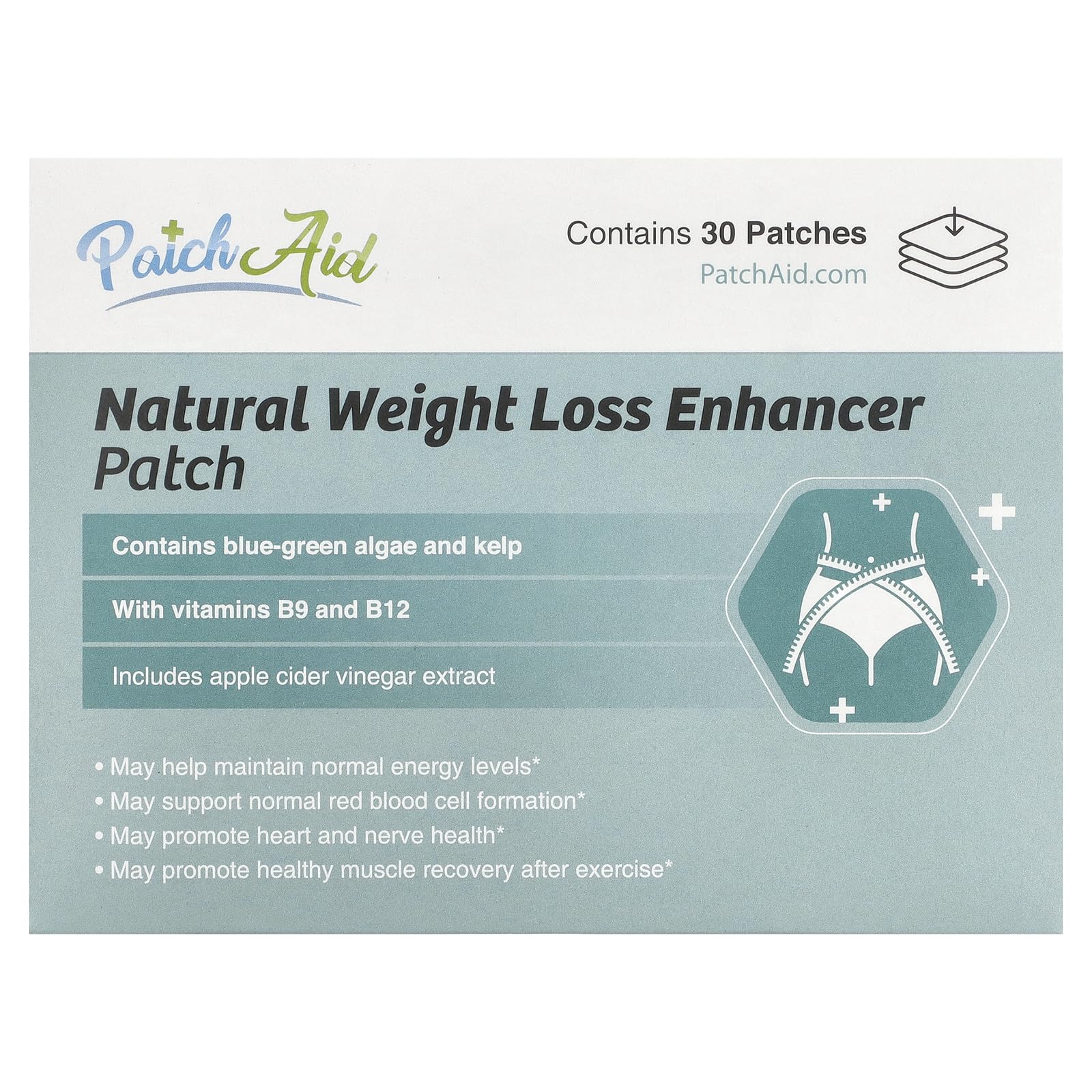 Patch Aid Weight Loss Enhancer - 30 Daily Topical Patches. 100% Natural & Vegan. Allergy & Filler Free. High Absorption and More bioavailable. Suitable for Sensitive stomachs & bariatric.