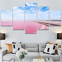 SIGNWIN 5 Panel Canvas Wall Art Modern Art Farmhouse/Country Lake Multicolor Nature Photography Relax/Calm for Home Decorations Ready to Hang - 60