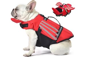 Petglad Wings Dog Life Jacket Adjustable Dog Life Vest with Chin Float Reflective Stripes and Rescue Handles, High Buoyancy Puppy Swim Float Vest for Small Medium Large Dogs (Red, M)