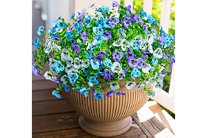 Ivydale Artificial Silk Pansy Plants Flowers for Outdoor Outside Summer Decoration, 12 Bundles Fake Faux Colorful Pansies UV Sun Resistant Realistic for Home Planter Front Door Porch Yard Patio
