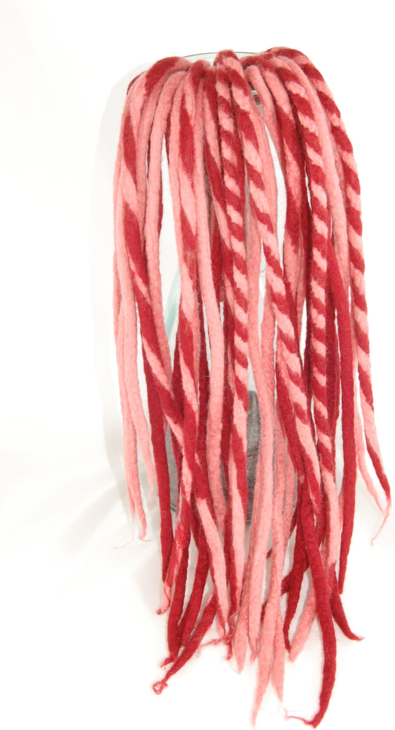 Cherry and Pink Wool Dreads - Handmade DE Double Ended Dreadlocks