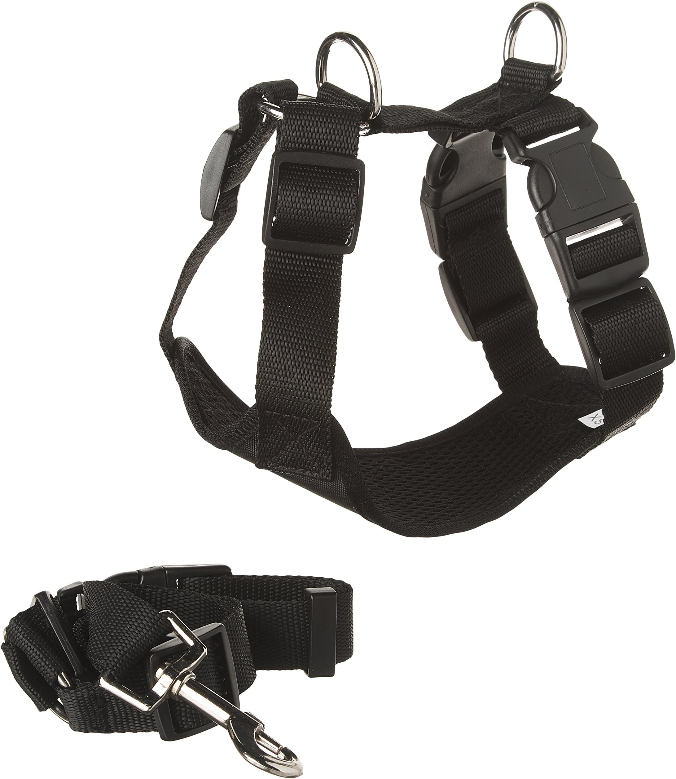 Petcessory PHB-001-BLK-XS Travel Harness with Leash, X-Small, Black