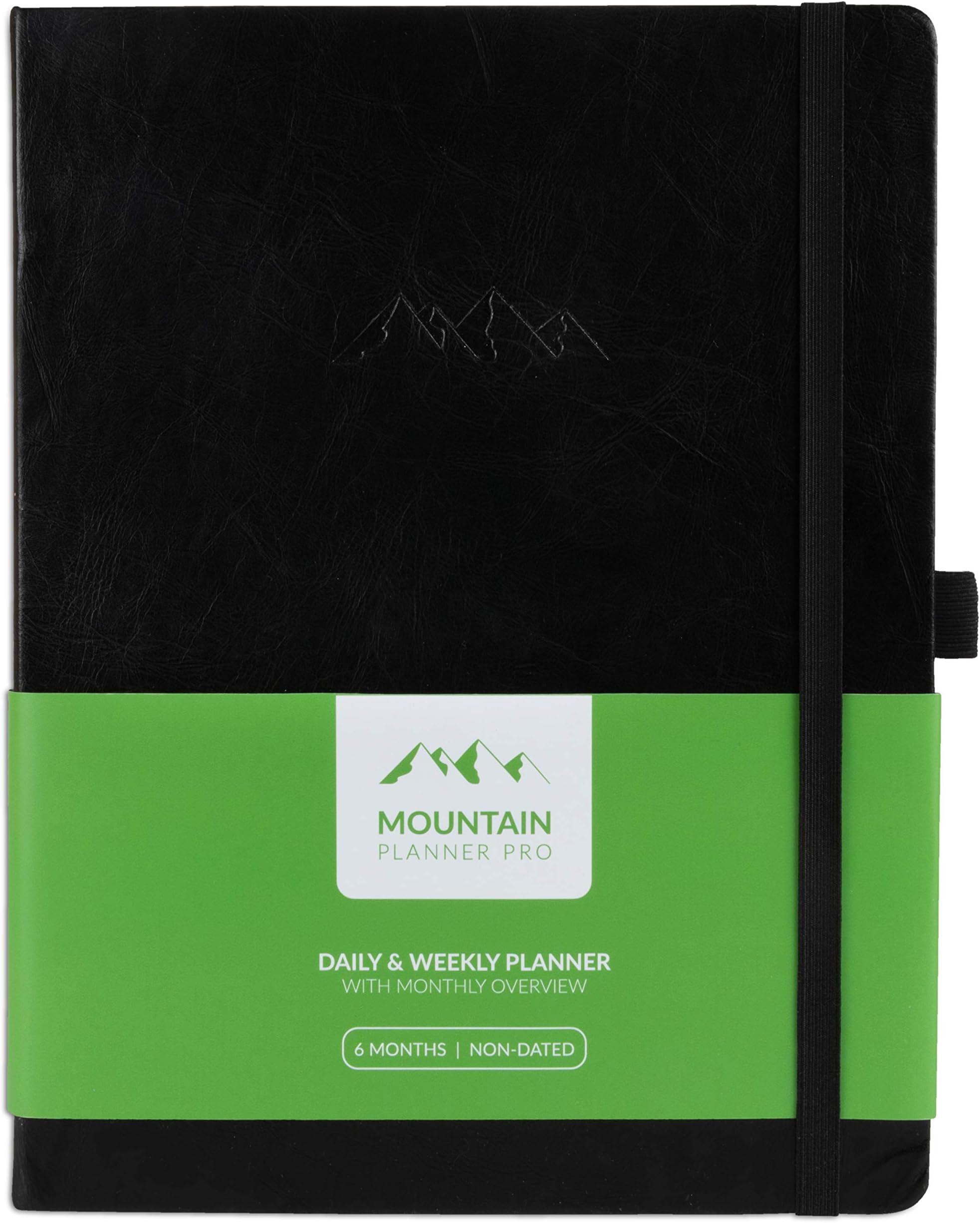 Pro – Large Undated Daily, Weekly Gratitude Journal. Monthly Calendar. Increase Productivity, Track Goals and Budget in 2025. Hardcover, Pen Holder. 6 Months (Black)