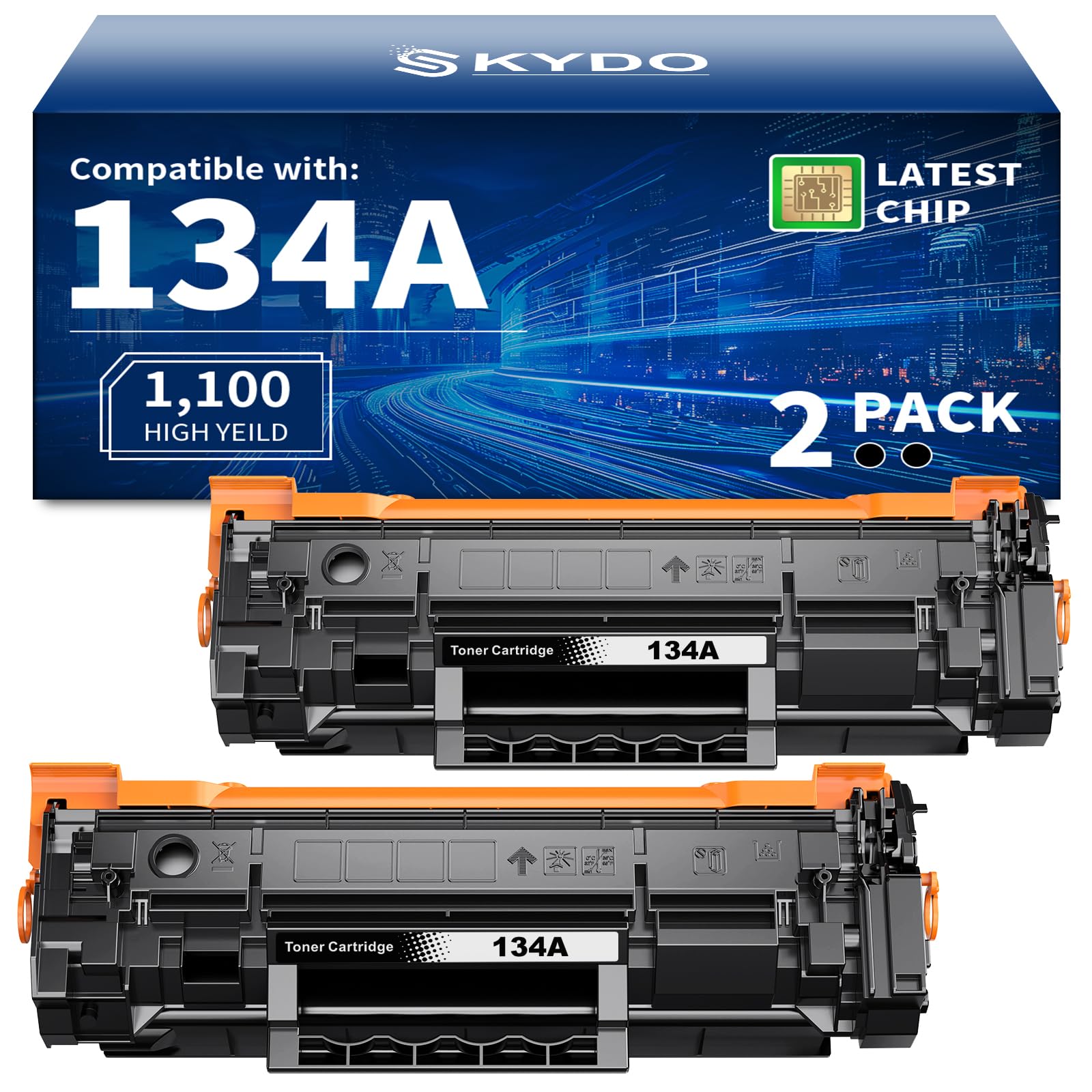 Photo 1 of Skydo (with Chip) Compatible 134A W1340A Black Toner Cartridge Replacement for HP 134A 134X W1340A W1340X Toner Cartridge Use with LaserJet M209dw MFP M234dw M234sdw M234sdn Printer (Black, 2 Pack)