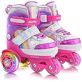 SULIFEEL Rainbow Unicorn 4 Size Adjustable Roller Skates for Girls Boys for Kids Ages 3-5 5-8 6-12 Children Skates Indoor Outdoor