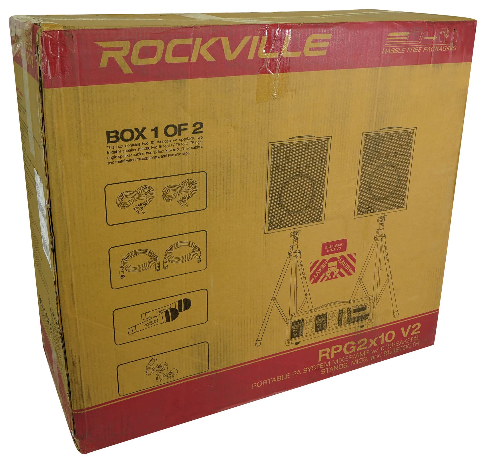Rockville Package PA System Mixer/Amp+10" Speakers+Stands+Mics