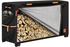 VniYors Firewood Rack Cover - 6FT Heavy Duty 600D Wood Rack Cover, Firewood Cover With Zipper And Organizer Pocket, Waterproof, Tear-Resistant, Uv-Resistant - Cover Only
