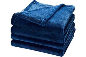 JinJeeo Fleece Blanket Queen Bed Blanket for Couch, Bed, Camping, Travel-Lightweight Fuzzy Comfy Flannel Blanket 90"x90",Super Soft & Warm Blankets for All Season,Navy