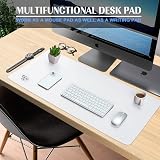 K KNODEL Large Office Leather Desk Mat 90x43cm White PVC Leather view 2