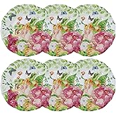 UP UPware Rose Garden Melamine Salad Plate Set, Flower Shaped Plates for Risotto, Pasta, and Salad, BPA-Free, Dishwasher Safe, Multicolor, 8.75 Inch, Set of 6