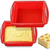 KCKHFA Silicone Square Brownie Pan 2 Pack, 8x8 Baking Pan for Brownies, Cakes, Bread, Pie & Lasagna – BPA Free, Heat Resistant, Flexible Silicone baking mold, Oven, Microwave, Dishwasher Safe
