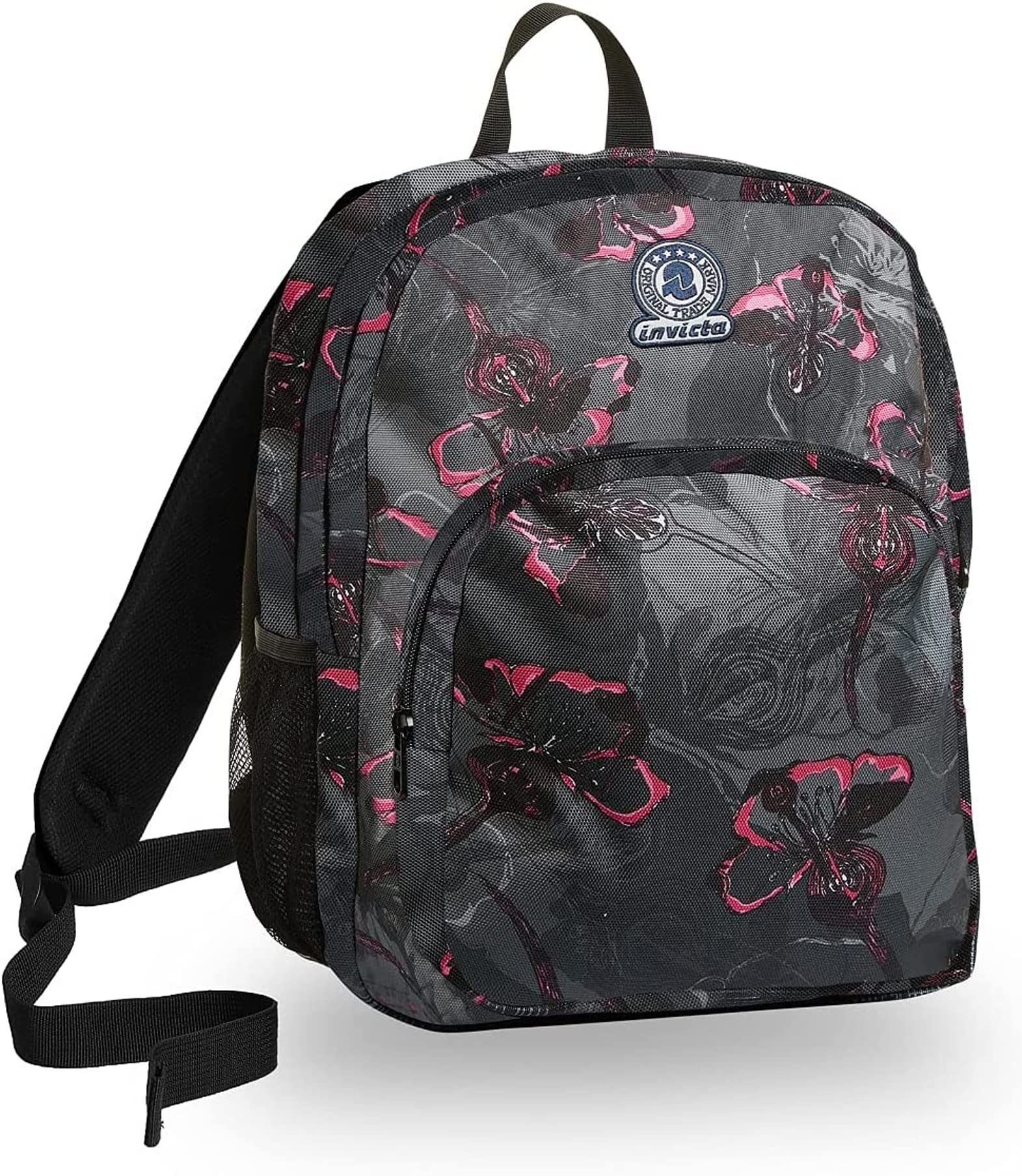 Invicta S.P.A. Benin M Backpack, Dark Bloom, Black, 28 L, Double Compartment, School and Leisure, One Size