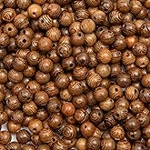 Kzyzpi 1000pcs Wooden Beads 6mm Dark Brown Round Wood Beads Natural Striped Loose Craft Beads for Crafts Used for DIY Jewelry Making (6mm)
